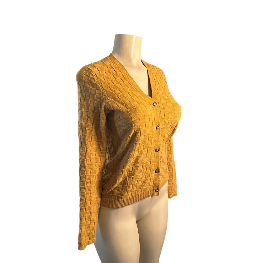 Women XS Madewell ND739 Malvern Slim Cardigan Sweater Antique Gold Button Cotton